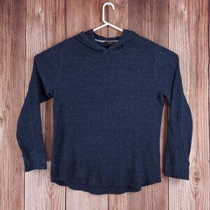 Vince Mens Size XL Navy Blue Waffle Knit Thermal Pullover Hoodie Cotton Blend
